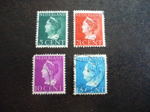 Stamps - Netherlands - Scott# 216-218,220 - Used Part Set of 4 Stamps