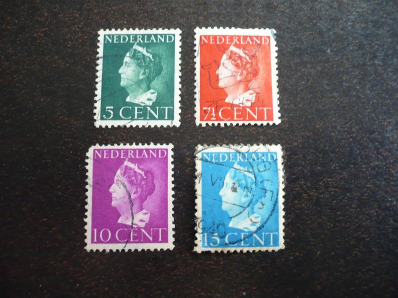 Stamps - Netherlands - Scott# 216-218,220 - Used Part Set of 4 Stamps