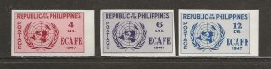 Philippines Scott catalog # 516a-518a (Imperf) Unused Hinged