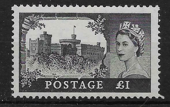 GB SG539 1955 £1 BLACK WATERLOW PRINTING MNH