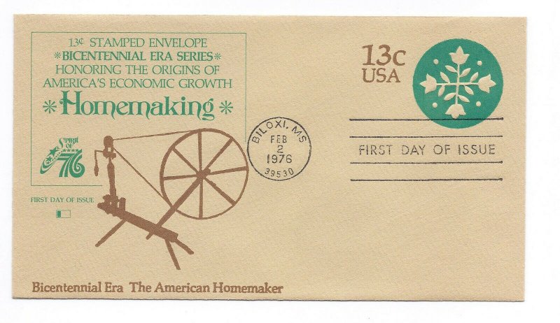 U572 Bicentennial Era The American Homemaker Fleetwood FDC