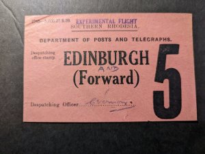 1929 Southern Rhodesia Airmail Experimental First Flight Cover FFC to Edinburgh