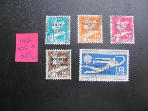 Switzerland 1932 Used SC 2O36-40  SET  VF/XF $85 (185)