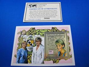 CHAD  -  2 1997 GOLD FOIL S/S - PRINCESS DIANA MEMORIAL  -  MNH