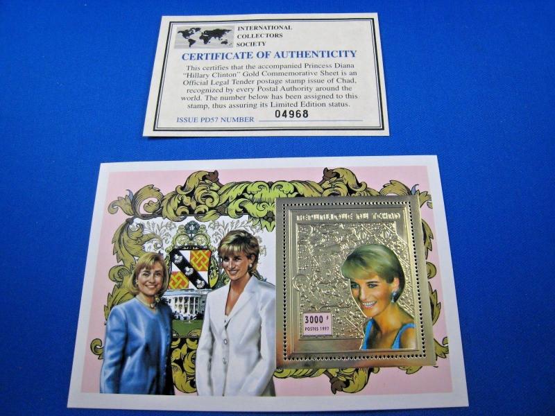 CHAD  -  2 1997 GOLD FOIL S/S - PRINCESS DIANA MEMORIAL  -  MNH