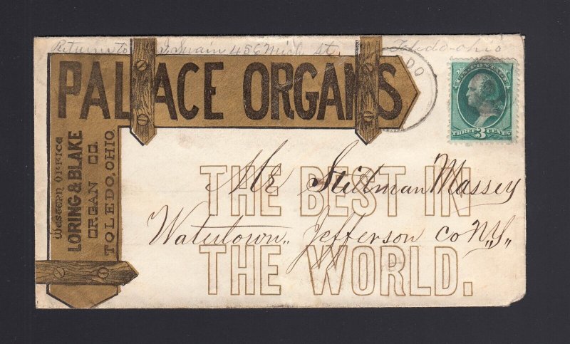 OHIO: Toledo, OH 1880's PALACE ORGANS Advertising Cover