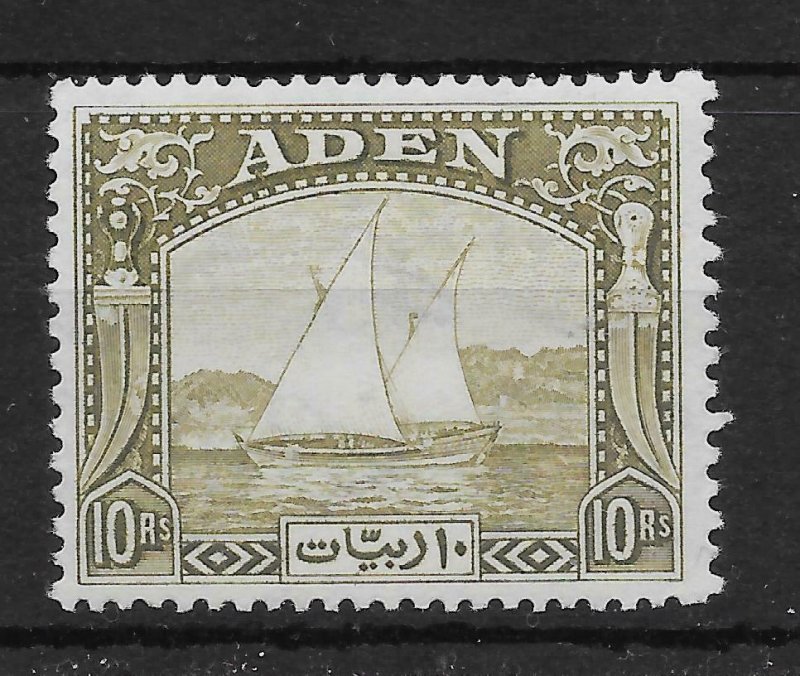 ADEN SG12 1937 10r OLIVE-GREEN DHOW MTD MINT