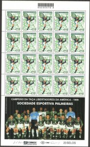 Brazil 2001 Football Soccer FC Palmeiras Full Sheet MNH