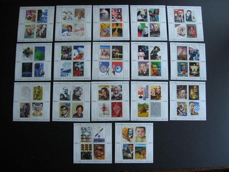 Canada millennium set MNH 17 souvenir sheets Sc 1818-34