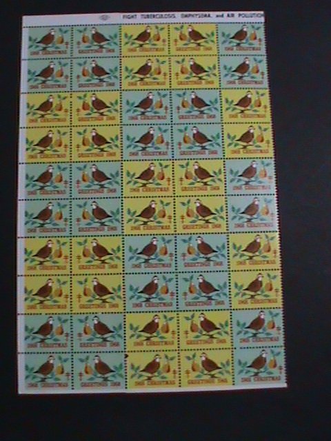 ​UNITED STATES 1968 OVER 53 YEARS-VERY OLD CHRISTMAS SEAL- MNH FULL SHEET- VF