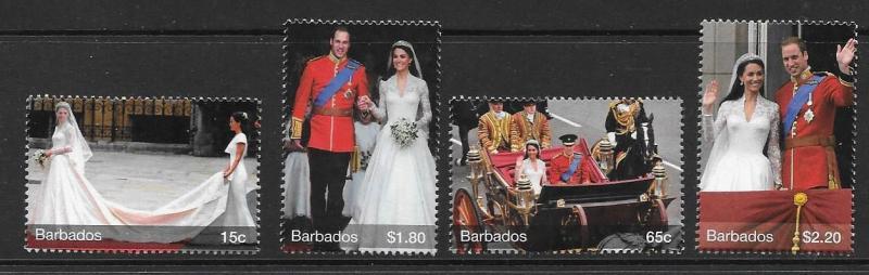 BARBADOS SG1379/82 2011 ROYAL WEDDING MNH 