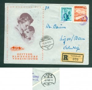 Austria. 1948 Cover  Balloon Post. Kinderdorf. Reg. Vocklabruck #070. 2 S+40 g.