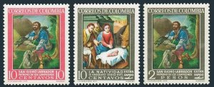 Colombia 747,C439-C440,MNH.St Isidore,Farmer,by Gregorio y Ceballos.Redrawn 1962