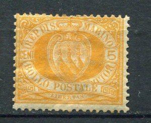 San Marino 1877 Sc 4 5c orange MH CV $190 sm1175