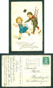 Germany. 1926 New Year Card. 31.12 Berlin.Chimney Sweeper Chasing Girl. See Con