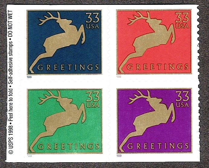 3367a 3364-3367 3367d BLOCK original backing CHRISTMAS DEER