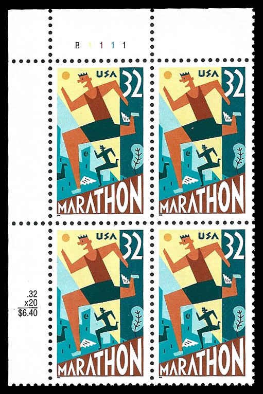 PCBstamps   US #3067 PB $1.28(4x32c)Marathon, (B1111), MNH, (1a)