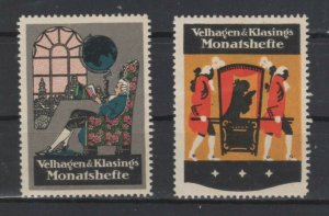 Germany Pair of Velhagen & Klasings Monthly Magazine Advertising Stamps, Undated