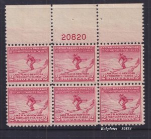 BOBPLATES #716 Winter Olympics Top Plate Block 20820 F-VF MNH SCV=$11