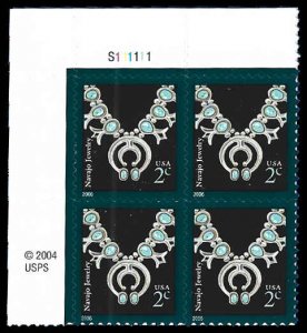 PCBstamps     US #3751 PB 8c(4x2c)Navajo Necklace, S111111, MNH, (PB-1b)