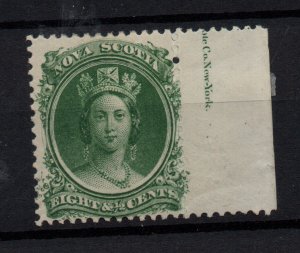 Nova Scotia 1863 8 1/2c green LHM margin inscription SG14 WS31283 