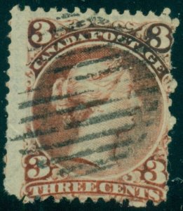 CANADA #33 3¢ bright red LAID PAPER, APS Cert RARE, Scott $2,000.00