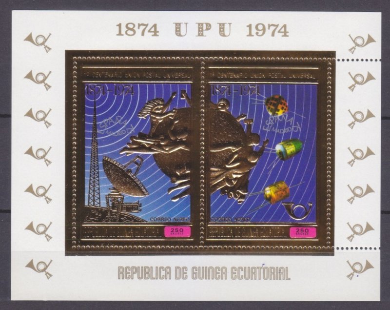 1974 Equatorial Guinea 465-466/B142gold 100 years of ITU / Satellite