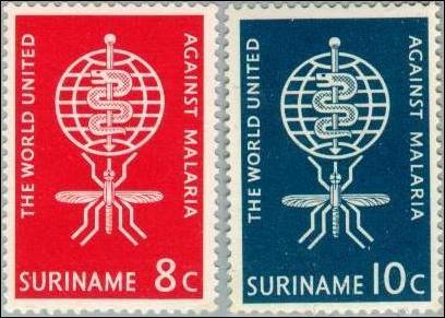 1962 Suriname Scott 304-305 Malaria Eradication MNH 
