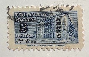 Colombia 1953 Scott 227 used - 5c on 8c,  Communications Building