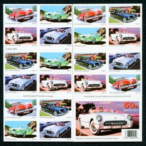 US Scott 3935b Sporty Cars 2 sided  Pane of 20