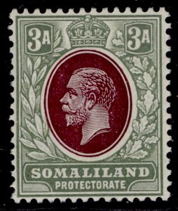 SOMALILAND PROTECTORATE GV SG77, 3a chocolate & green, M MINT.