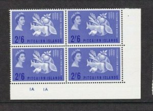 Pitcairn Isl Stamp #35 MNH Plate Block 4 Mint Never Hinged Freedom From Hunger