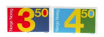 Norway Sc 903-4 1987 Numeral stamps mint NH