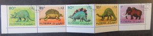 Fujeira 1972 prehistoric dinosaurs strip (folded) used 