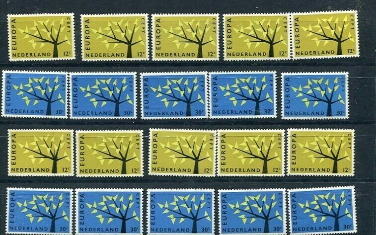 D093707 Europa CEPT 1962 Tree with 19 Leaves Wholesale 10 Series MNH Netherlands