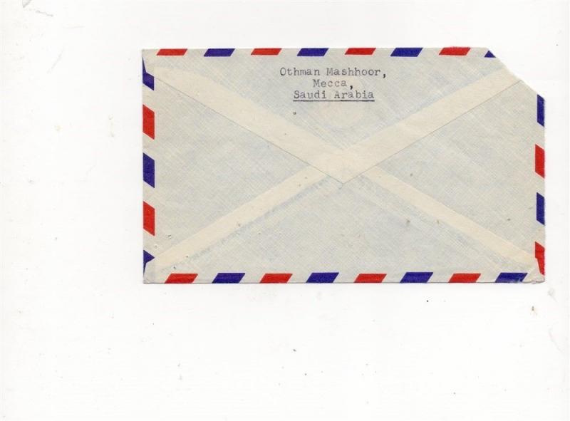 SAUDI ARABIA;  1967 early AIRMAIL COVER fine used item Mecca - Colorado