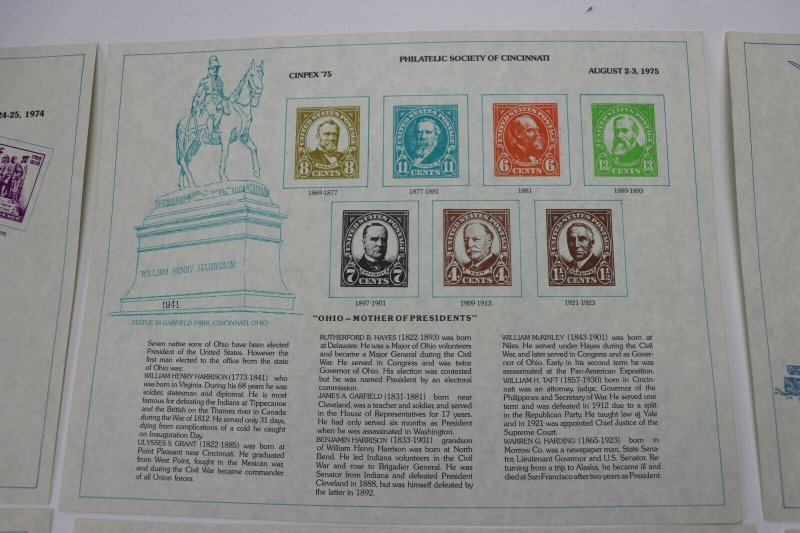 CINPEX 1974-1983 US Philatelic Exhibition Stamp show Souvenir card lot page coll