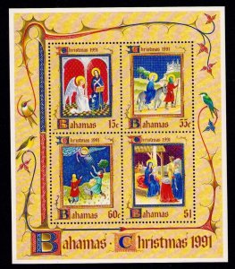 BAHAMAS SCOTT # 739a, 1991 CHRISTMAS SHEET,  MNH