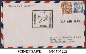 PORTUGAL - 1939 AIR MAIL HORTA to LISBON FIRST FLIGHT COVER FFC