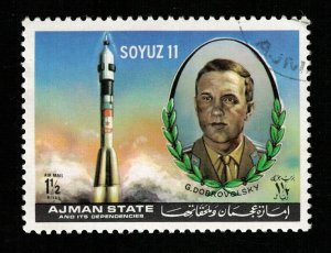 Space 1972 Airmail - Soyuz 11 G. Dobrovolsky,  Ajman 11/2Riyl (TS-560)