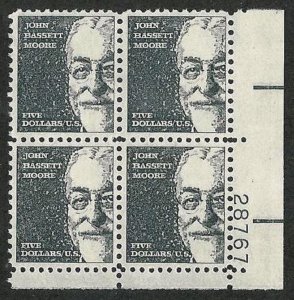 PCBstamps   US  #1295a PB $20(4x$5)John Bassett Moore, MNH, (PB-4)