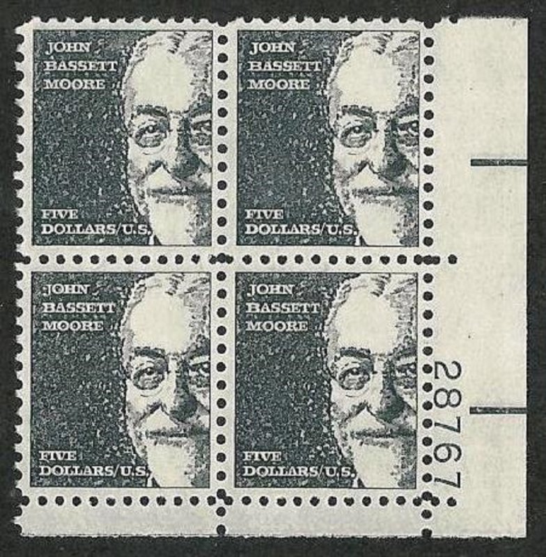 PCBstamps   US  #1295a PB $20(4x$5)John Bassett Moore, MNH, (PB-4)