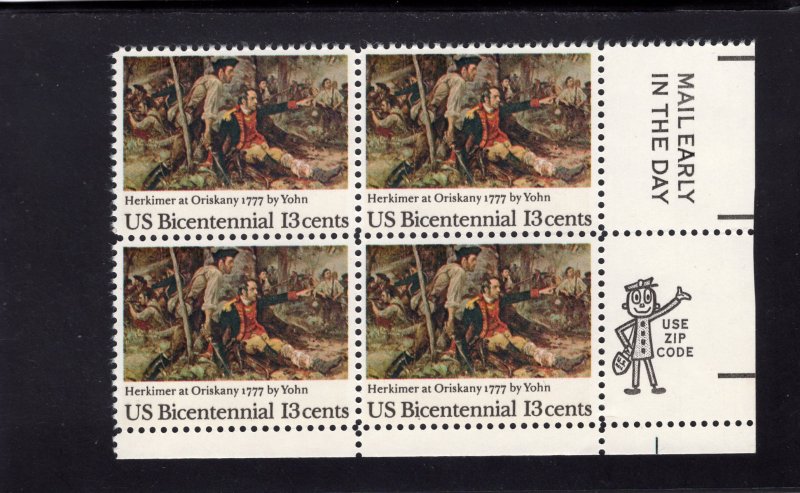 1722 Battle of Oriskany, MNH LR-ZIP blk/4