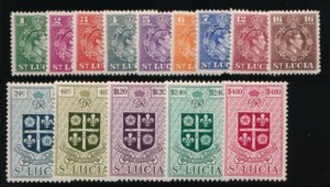 ST KITTS- NEVIS 107-118 MINT F-VF HINGED KGVI