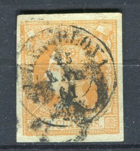 SPAIN; 1860 classic Isabella Imperf issue fine used Shade of 4c. + Postmark