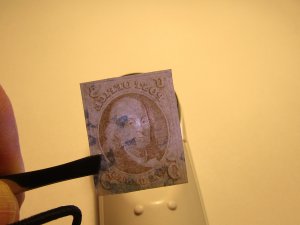 US Stamp, Scott #1b 1847 5c Franklin Used Orange Brown w/Certificate SCV $825.00