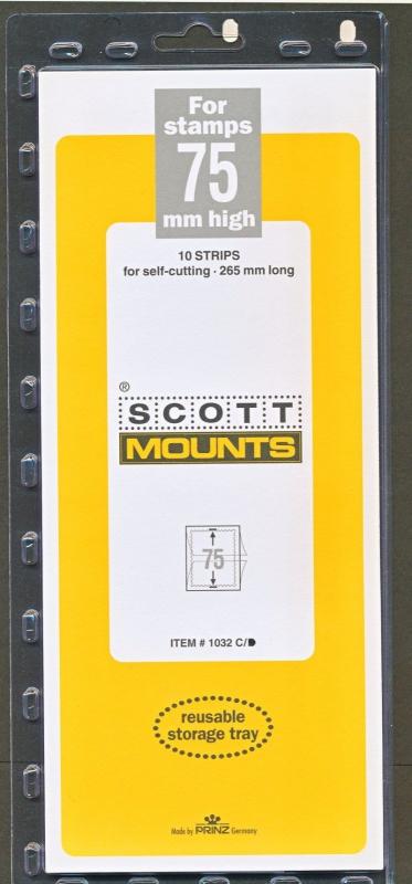 Prinz Scott Stamp Mount 75/265 mm - CLEAR (Pack of 10) (75x265 75mm)  STRIP 