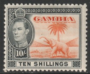 Gambia Scott 143 - SG161, 1938 George VI 10/- MH*