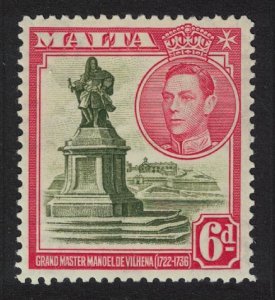 Malta Statue of Manoel de Vilhena 6d olive and red 1938 MNH SG#225