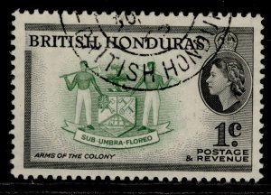 BRITISH HONDURAS QEII SG179a, 1c green & black, FINE USED. 